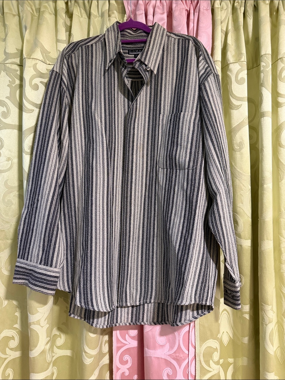 Domani Men's Striped Lightweight Shirt Jacket - Gray & Black